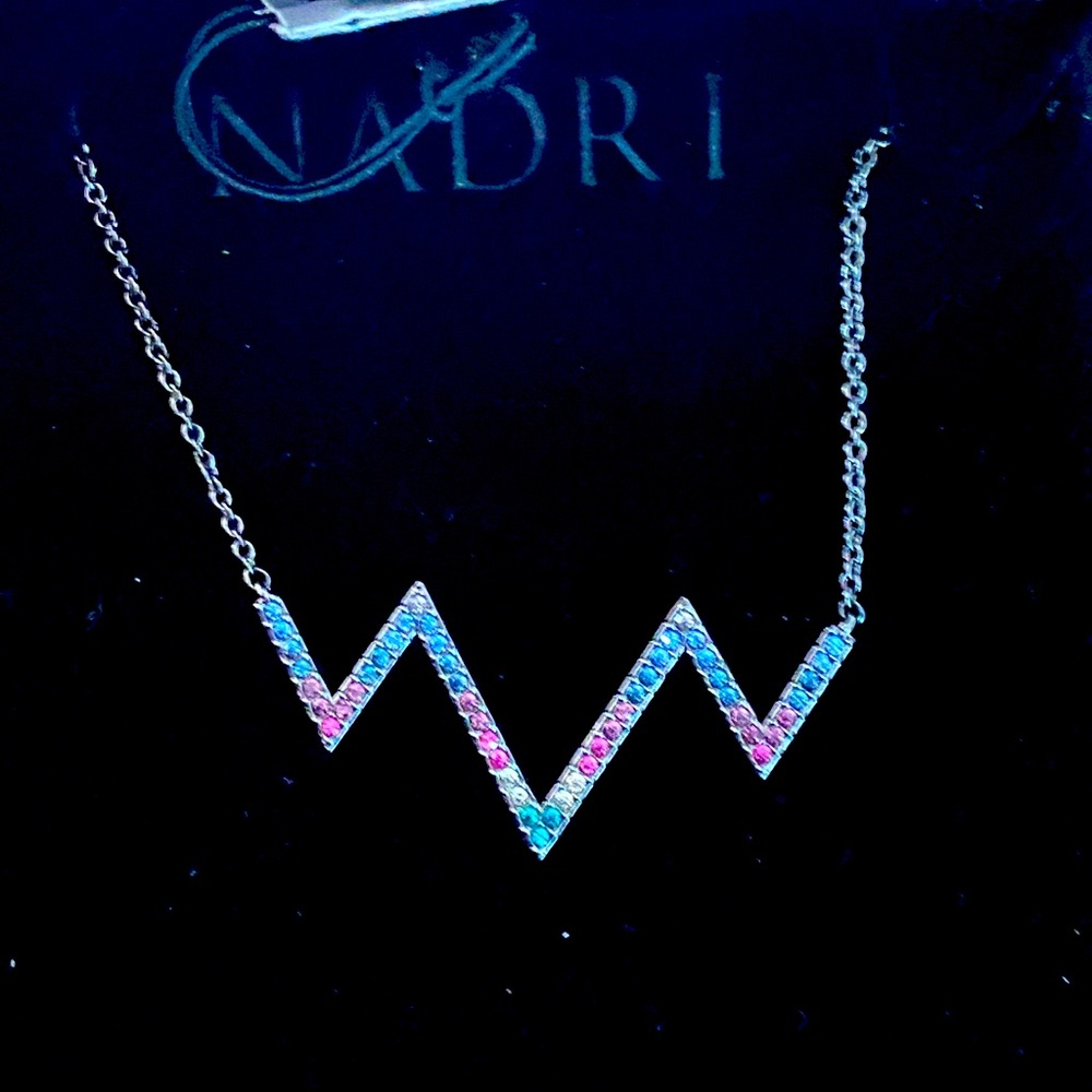 IOB Nadri Zig Zag Pendant Necklace Multi Colored